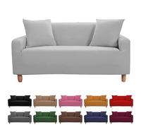 Suixtil Funda elástica for sofá de un Solo Color, Estilo nórdico, Universal, Antideslizante, for 1/2/3/4 plazas con reposabrazos(Hellgrau,4 Sitzer)