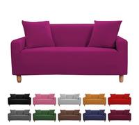Suixtil Funda elástica for sofá de un Solo Color, Estilo nórdico, Universal, Antideslizante, for 1/2/3/4 plazas con reposabrazos(Violett,3 Sitzer)
