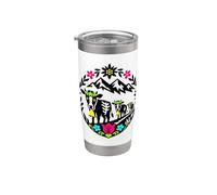 Suiza Alpine Cow Familia Arte Popular Desalpe Vaso térmico de acero inoxidable de doble pared