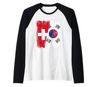 Suiza Corea del Sur Media Bandera Suiza Corea del Sur Camiseta Manga Raglan