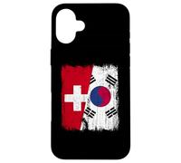 Suiza Corea del Sur Media Bandera Suiza Corea del Sur Carcasa para iPhone 16 Plus