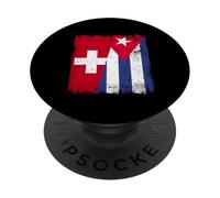 Suiza Cuba Media Bandera Herencia Cubana Suiza PopSockets PopGrip Adhesivo