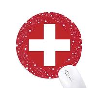Suiza national flag Europa país Wheel mouse pad de goma roja redonda