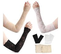 SUJ 3 Pares Manguitos Proteccion Solar,Manga Protectora UV,Encaje,Manguitos Ciclismo,Mangas Para Brazos,Calentadores de Piernas Largas de Encaje Ultrafino,Protector Solar Refrescante