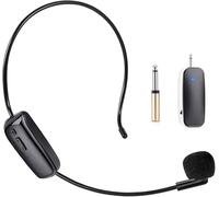 SUJAHHUJIQ Micrófono inalámbrico UHF, micrófono de mano de cabeza 2 en 1, micrófono de alcance de 165 pies para amplificador de voz, guía turística, enseñanza, fitness, sistema PA