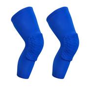 SUJAYU Paquete de 2 rodilleras de baloncesto, de panal, anticolisión, mangas de compresión para piernas, deportes al aire libre, para patinaje, lucha, fútbol, voleibol (azul, L)