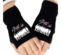 SUJEBKC 1psc guantes sin dedos de Stray-kids SK-Zoo guantes de punto de Stray Guantes de invierno negros regalo para fans de para Stay (B)