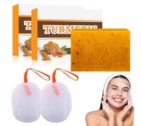 SUJEBKC 2psc jabones naturales Jabon de Curcuma Para la Cara Pastilla Jabon Cara Piel Grasa También Jabon Natural Limpieza Facial Turmeric Soap Tono de piel uniforme