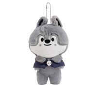 SUJEBKC Stray-Kids Llavero De Peluche,Peluche Stray Kids,12cmserie 'Magic School' Sk-Zoo Llaveros 'Stay' Lindo Llavero Colgante(Lobo Gris)