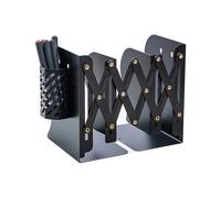 Sujeta Libros 1 sujetalibros de Metal escalable con Soporte for bolígrafos, Organizador Escritorio elástico for Guardar Libros, Suministros Oficina for organizar el(Black)