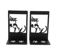 Sujeta Libros 2 sujetalibros de Hierro con diseño Huellas Gato Negro for estanterías Pesadas, escritorios, Suministros Oficina y hogar(Color 1)