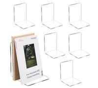 Sujeta Libros, 6 Piezas Sujetalibros de Acrílico, Transparente Sujetalibros Estanteria con Alfombra Antideslizante, Soporte Libros para Oficina Estantería Escritorio Biblioteca - 15x11x11cm