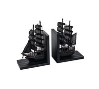 Sujeta Libros Estanteria Black Pearl Corsair Sailing BoaBookend MasterYoda Figurines Metal Bookshelf Decor Desktop Ornament Office Art Decoration Crafts(Negro)