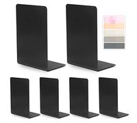 Sujeta Libros Estanteria Clásico Negro, 3 Pares Antideslizante Sujetalibros con Pegatinas para Estanterías, Oficinas, Bibliotecas, Sujetalibros de Metal para Mantener Las Cosas Ordenadas