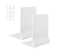 Sujeta Libros Estanteria Plegable, 2 Piezas Sujetalibros para Varios Libros, Sujetalibros Estanteria con Almohadillas Antideslizantes, Soporte Libros para Casa, Escuela, Oficina, Plásticos, Blanco