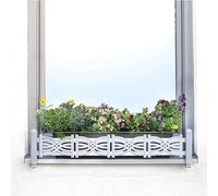 Sujeta macetas Ventana alféizar Ventana Exterior, Set básico Masu, Carril telescópico, Soporte anticaida de jardineras y macetas, Soporte para maceteros, edición Austriaca (señal Gris, Ondas)