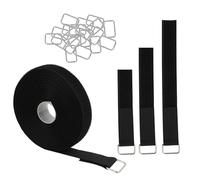 Sujetacables Reutilizables 5m X 2cm Con 25 Hebillas, Bridas Negras Ajustables, Sujetacables De Nailon, Adhesivo Fuerte, Cinta Manillar Bicicleta Carretera, Ideal Para Bricolaje Y Organización