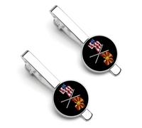 Sujetacorbatas con las banderas de Estados Unidos y Macedonia para hombre, juego de 2 sujetacorbatas y gemelos redondos para accesorios de vestir de lujo -A0B1-1