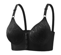 Sujetador Abierto Frente Gran Tamaño Ropa Interior Deportivo Transpirable Clásico Soporte Garganta Push-Up Cómodo Para Todos Los Días Lencería Entrenamiento Elegancia Casual Sujetador, Negro , 40