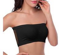 Sujetador acolchado Bandeau para mujer, sin cables, sin tirantes, convertible, bralettes, capa base, sujetador con tapa de tubo, Negro , M