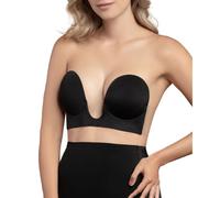Bye Bra Sostén Escote Estilo U, Adhesivo Invisible con Escote Profundo, sin Tirantes y Descubierto de la Espalda, Efecto Push-up, para un Escote Profundo en V y Escotes Profundos, Nude y Negro, A-E