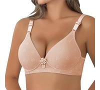 Sujetador balconette para mujer, tallas grandes, ropa interior, tirantes anchos, ligero, acolchado, lencería con aros, sujetadores de encaje, sujetadores deportivos, sujeción fuerte, Light Rosa-a, M