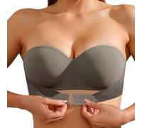 Sujetador Bandeau sin Tirantes para Mujer Bralette de Moda Sujetadores sin Aros Hebilla Delantera Invisible Push Up Bra con Relleno Básico Diario