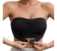 Sujetador Bandeau sin Tirantes para Mujer Sujetadores sin Aros Hebilla Delantera Invisible Push Up Bra con Relleno
