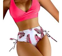Sujetador Bikini Negro Bikinis Mujer 2026 Conjuntos de Bikini de Talle para Mujer Trajes Baño con Realce Frontal A La 2 Trajes Baño Parte Arriba (Watermelon Red S)