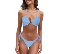Sujetador Bikini Talla Grande Tankinis Mujer 2026 Bikini con Tirantes Transpirables para Mujer, Traje de baño de Playa, no tierno, translúcido, Corte Partes Arriba Mujer Bikinis (Blue, XS)