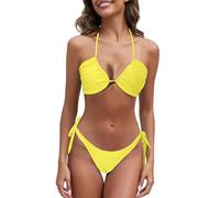 Sujetador Bikini Talla Grande Tankinis Mujer 2026 Bikini con Tirantes Transpirables para Mujer, Traje de baño de Playa, no tierno, translúcido, Corte Partes Arriba Mujer Bikinis (Yellow, S)
