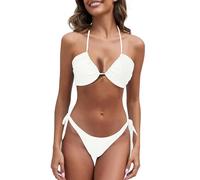 Sujetador Bikini Talla Grande Tankinis Mujer 2026 Bikini con Tirantes Transpirables para Mujer, Traje de baño de Playa, no tierno, translúcido, Corte Partes Arriba Mujer Bikinis (White, S)