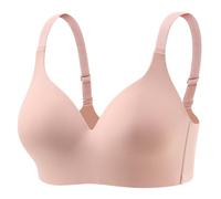 Sujetador cómodo sin costuras, sin aros, cuello en V, invisible, sujetador push up, pechos grandes, agarre fuerte, sin costuras, minimizador sin aros, sujetador antiagging, sin aros, Rosa., L
