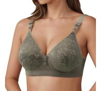 Sujetador cómodo suave sin aros para un agarre diario sin costuras, ligero y transpirable con correa ancha, Verde militar., 42