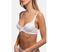 Dorina Angie Sujetador con Aros para Mujer - Cobertura Total con Encaje Floral, Copas sin Relleno y Alas de Microfibra Suave, Blanco
