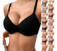 Sujetador con Aros para Mujer Sexy Push Up Cuello V Sujetador sin Relleno Comfort Tirantes Ajustables Sujetadors sin Costuras Talla Grande Color Liso Sujetadors para Uso Diario