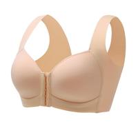 Sujetador con cierre frontal y tirantes anchos para un mejor ajuste, sujeción ajustable y comodidad durante todo el día. Traje de yoga para mujer, beige, XL
