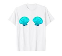 Sujetador Conchas de Mar Divertido Disfraz de Sirena Camiseta gráfica económica, Hombre, Blanco, L
