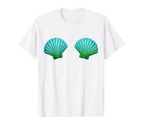 Sujetador Conchas de Mar Divertido Disfraz de Sirena Camiseta gráfica económica, Hombre, Blanco, M