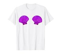 Sujetador Conchas de Mar Divertido Disfraz de Sirena Camiseta gráfica económica, Hombre, Blanco, S