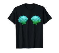 Sujetador Conchas de Mar Divertido Disfraz de Sirena Camiseta gráfica económica, Hombre, Negro, S