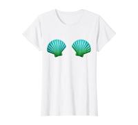 Sujetador Conchas de Mar Divertido Disfraz de Sirena Camiseta gráfica económica, Mujer, Blanco, M