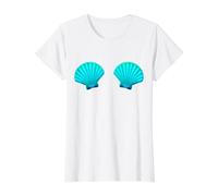 Sujetador Conchas de Mar Divertido Disfraz de Sirena Camiseta gráfica económica, Mujer, Blanco, S