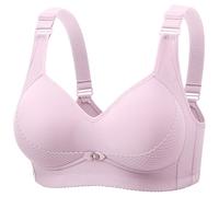 Sujetador de apoyo cómodo de gran tamaño Lencería Elegance clásico deporte ropa interior elástica push-up sexy sujetador espalda descubierta transpirable casual soporte garganta anti caídas, rosa, XL
