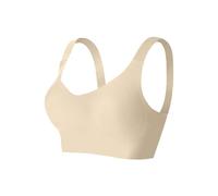 Sujetador de apoyo inalámbrico para mujer con cobertura completa y función correctora contra los senos colgantes. Ropa interior para mujer, beige, XL
