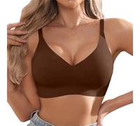 Sujetador de apoyo inalámbrico para mujer con cobertura completa y función de corrección contra el pecho caído, protección contra la sudoración, marrón, XL