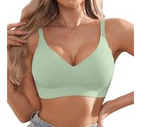 Sujetador de apoyo inalámbrico para mujer con cobertura completa y función de corrección contra el pecho caído, protección contra la sudoración, Verde claro., XXL