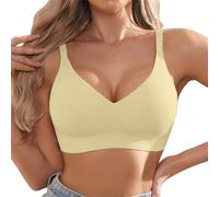 Sujetador de apoyo inalámbrico para mujer con cobertura completa y función de corrección contra el pecho caído, protección contra la sudoración, amarillo claro, M