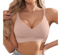 Sujetador de apoyo inalámbrico para mujer con cobertura completa y función de corrección contra el pecho caído, protección contra la sudoración, Rosa claro., S
