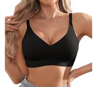 Sujetador de apoyo inalámbrico para mujer con cobertura completa y función de corrección contra el pecho caído, protección contra la sudoración, Negro , XXL